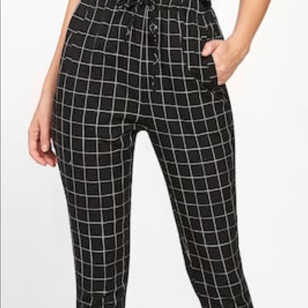Black and White Striped Jogger Pants